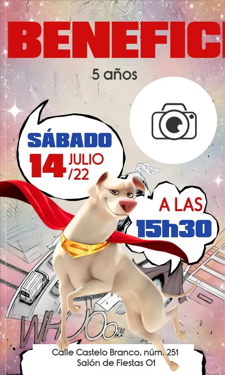 Invitación Super Pets Con Foto Cómics