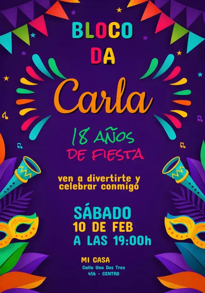 Invitación Bloco De Carnaval Baile