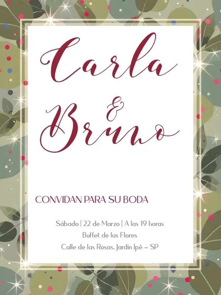 Invitación Boda Follaje Blanco