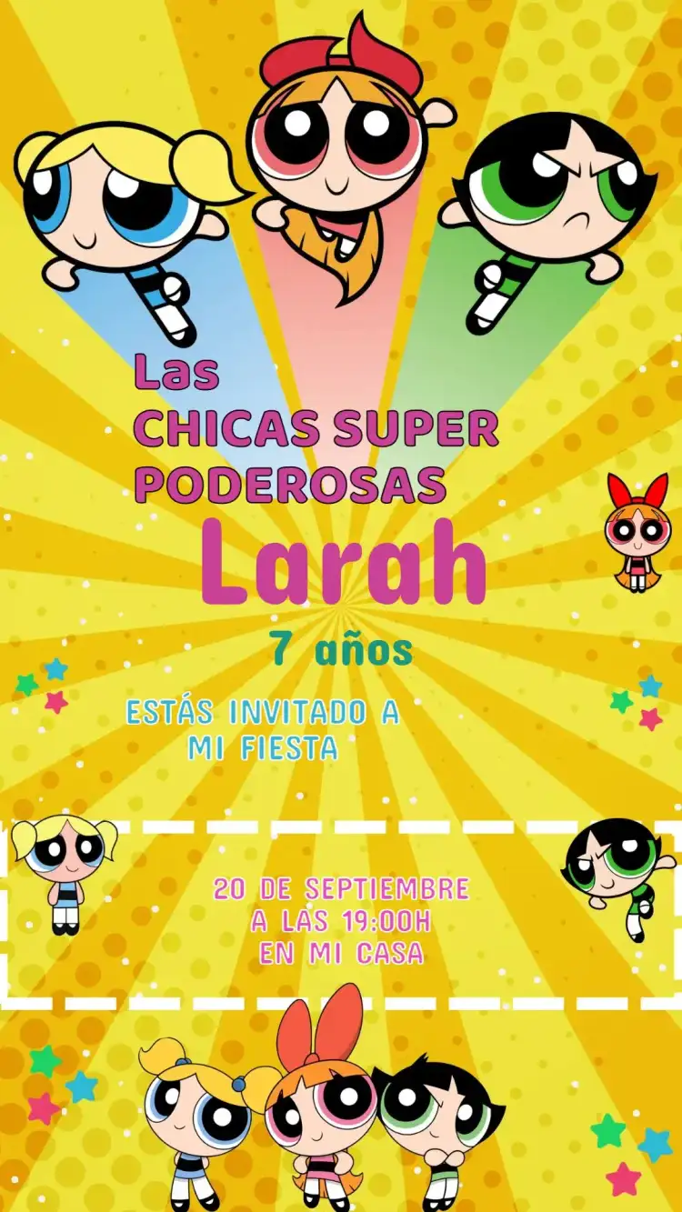 Invitación Cumpleaños Las chicas superpoderosas