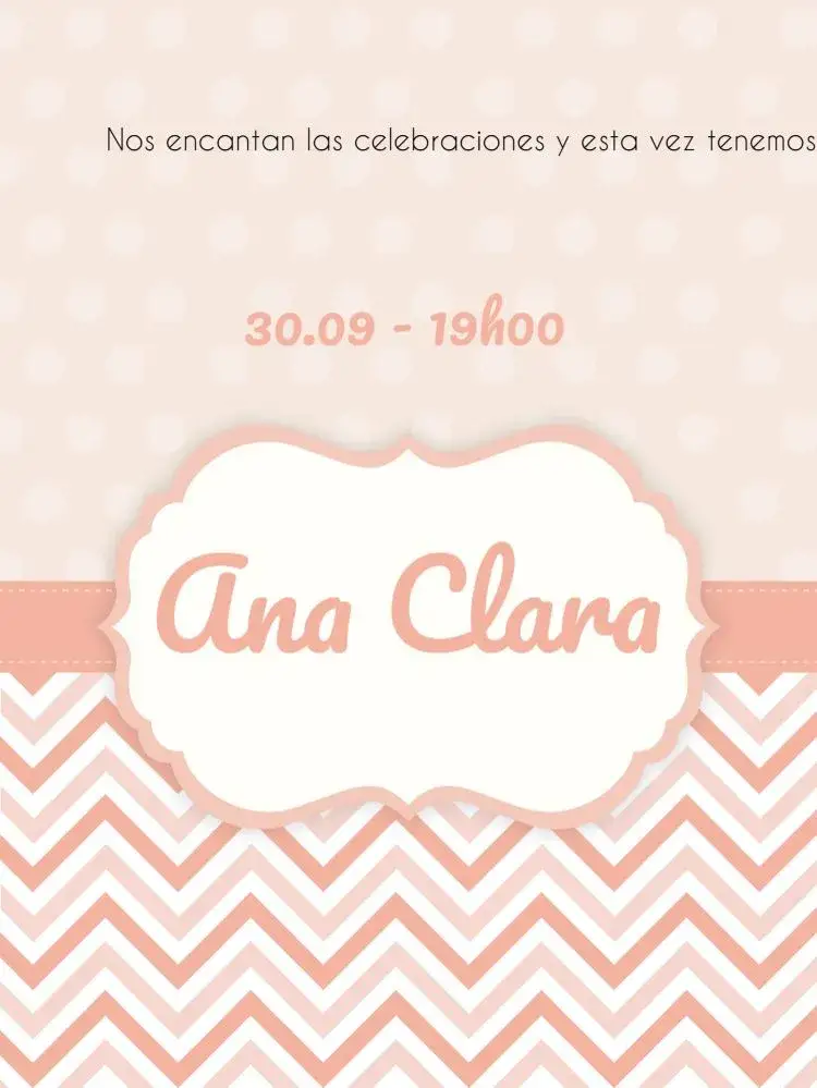 Invitación Bebé Niña – tema Baby Shower rosa, blanco, con lunares, rayas, delicado, moderno