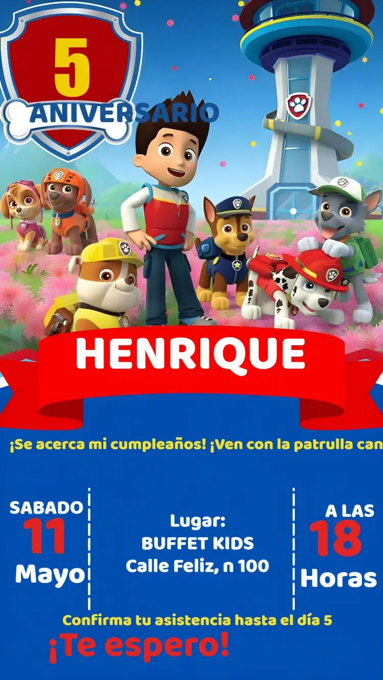 Invitación Patrulla Canina Infantil