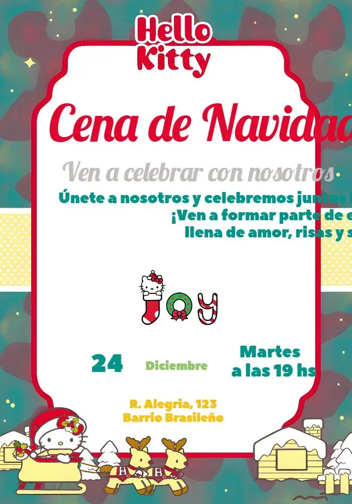 Invitación Navidad Hello Kitty Sanrio