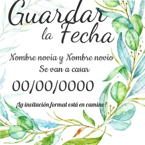 Invitación Save The Date Hojas Fiesta