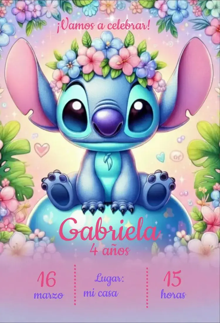 Invitación Stitch Chica