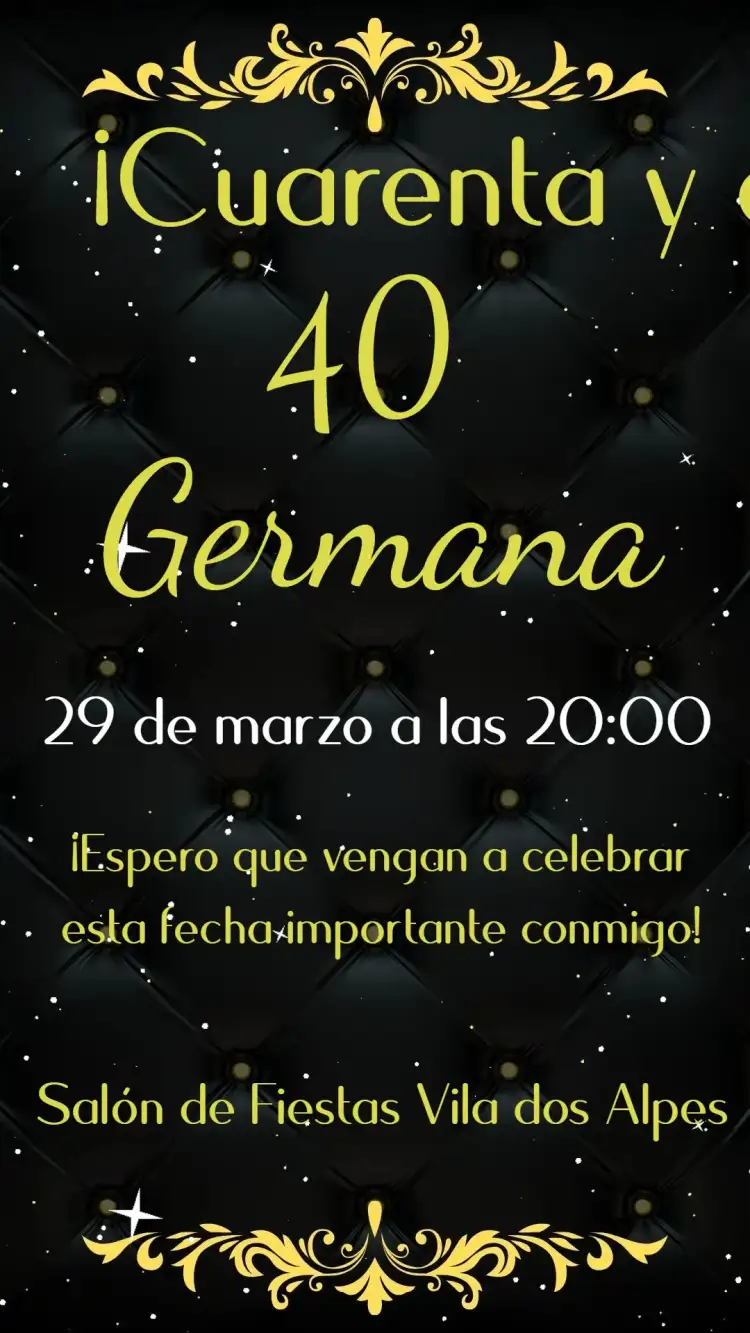Invitación Cumpleaños 40 años – tema Cumpleaños moderno, elegante, colorido, minimalista, vintage