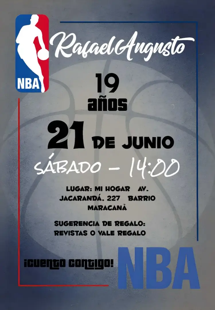 Invitación Baloncesto Nba Basketball