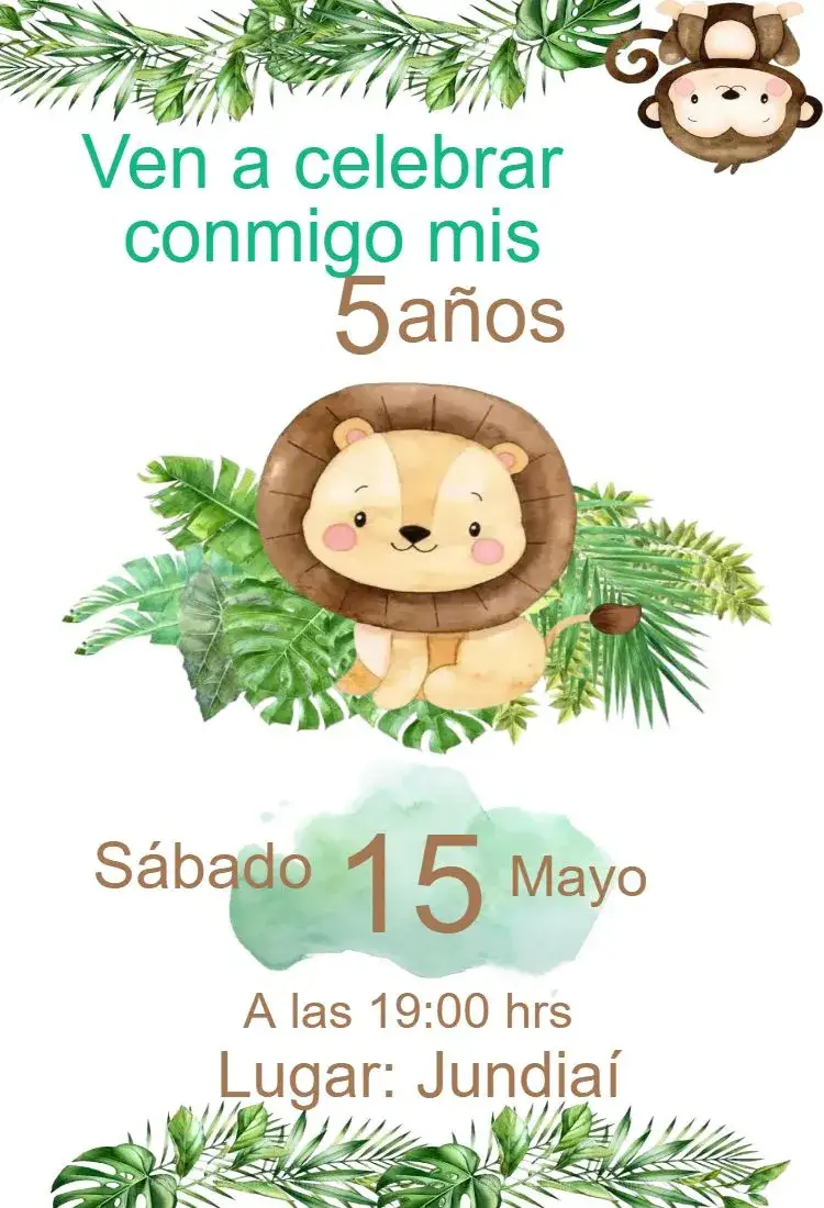 Invitación Invitación Safari – tema Cumpleaños Infantil animales, naturaleza, verde, divertido, aventurero