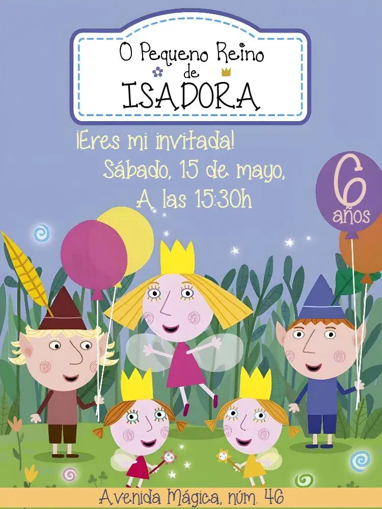 Invitación El Pequeño Reino De Ben Y Hooly Azul – tema Cumpleaños Infantil colorido, lúdico, infantil, moderno, fantasia