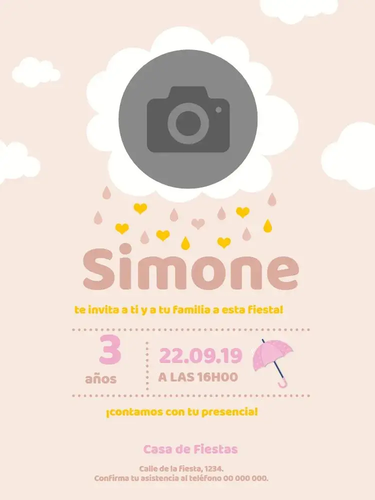 Invitación Lluvia De Amor Niña Guarda editable y personalizable