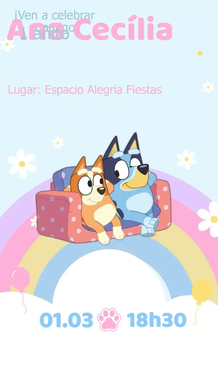 Invitación Invitación Cumpleaños Bluey – tema Cumpleaños Infantil