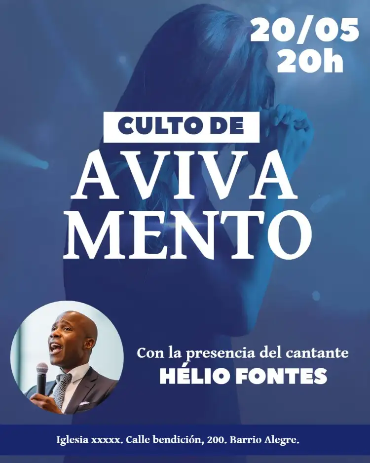 Arte Para Culto De Avivamiento Iglesia Con Foto Flyer
