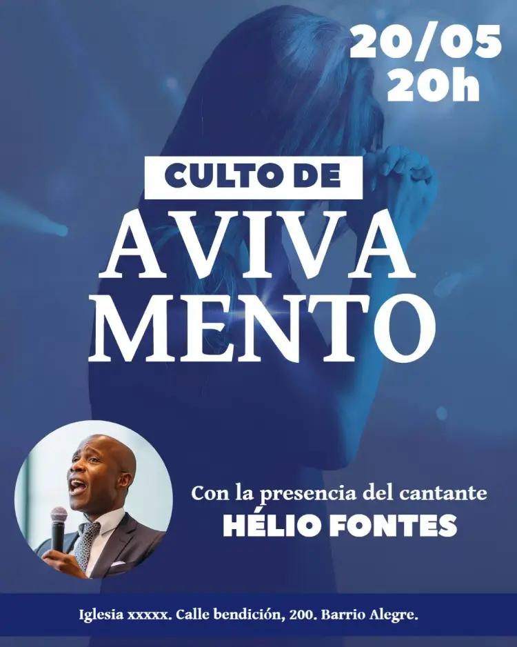Invitación Arte Para Culto De Avivamiento Iglesia Con Foto Flyer
