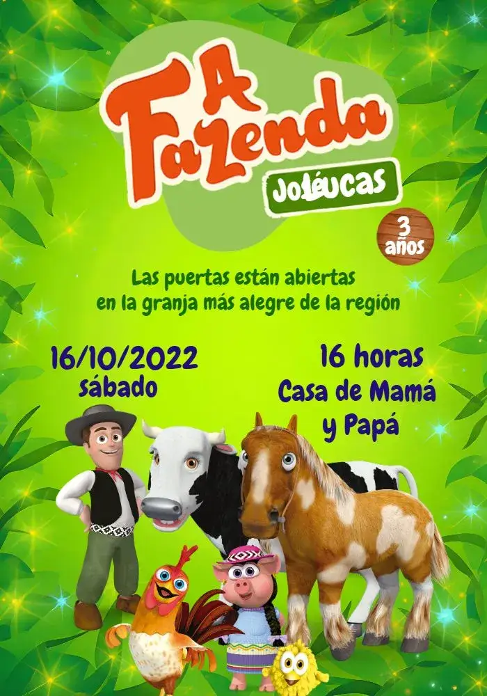 Invitación La Granja De Zenón Placa – tema Más buscados colorido, rústico, infantil, vibrante, temático