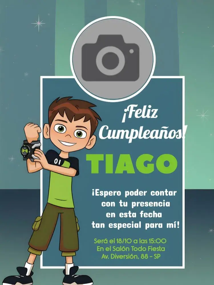 Invitación Ben 10 Con Foto Niño