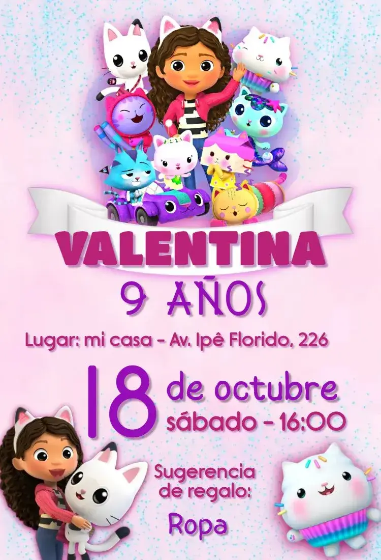 Invitación La casa mágica de Gabby