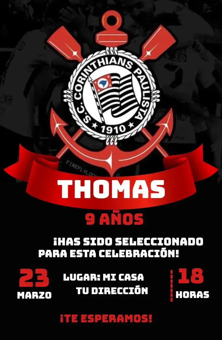 Invitación Corinthians 1 editable y personalizable