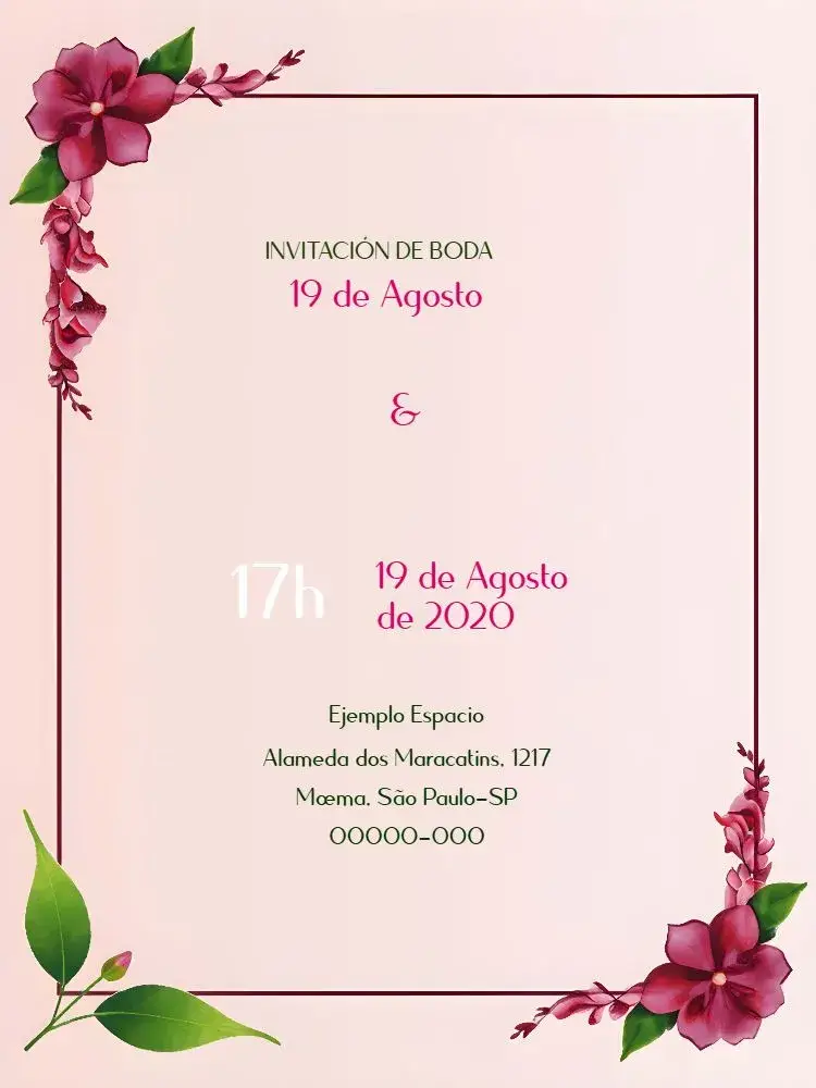 Invitación Boda Floral Roja