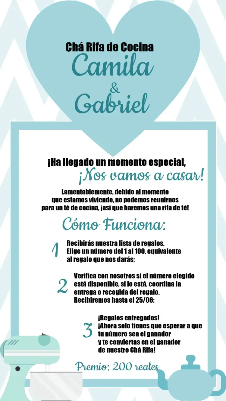 Invitación Té Rifa De Cocina Negro