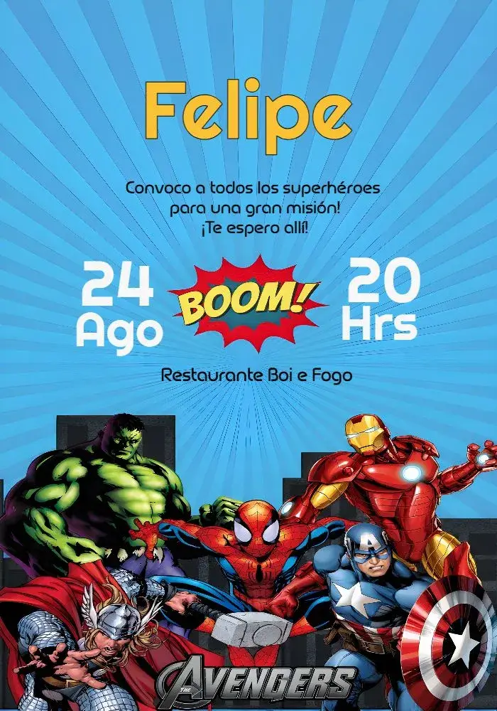 Invitación Vengadores Amarillo