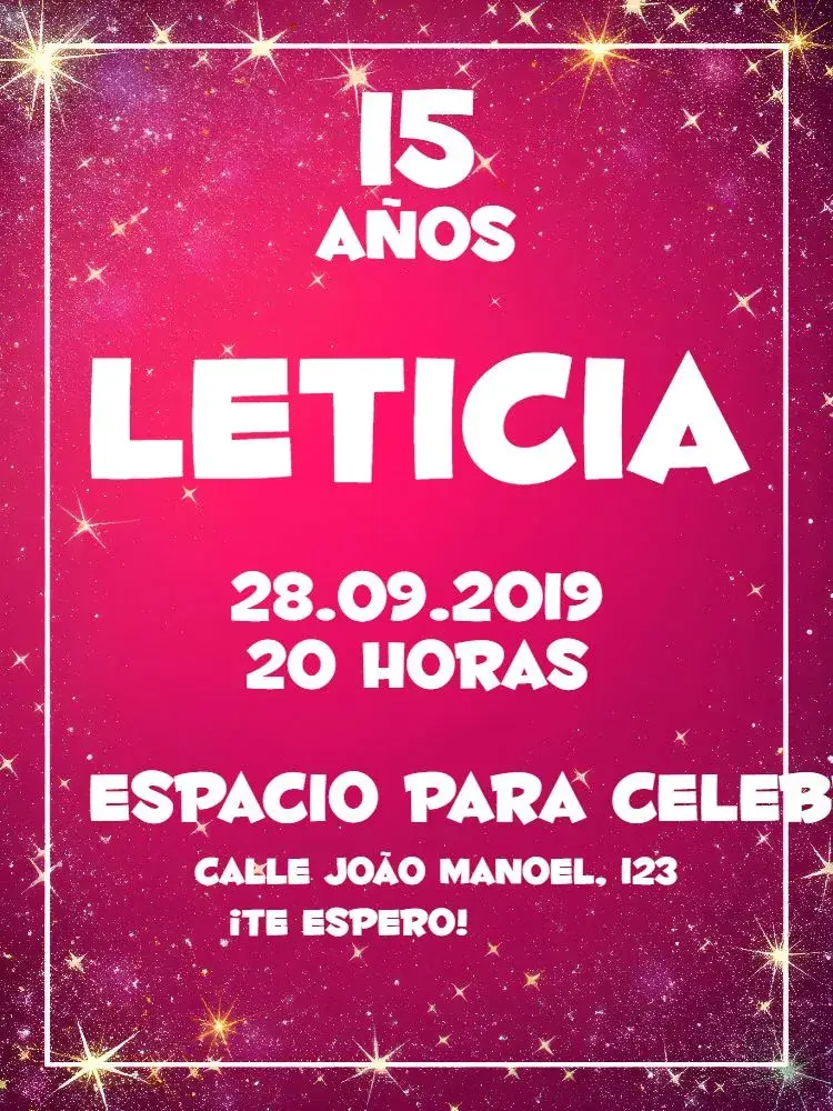 Invitación 15 Años - Rosa Brillante Glitter
