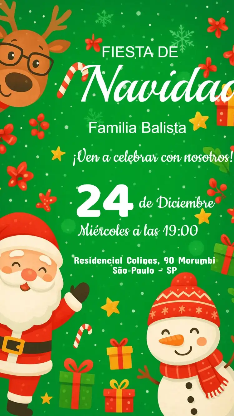 Invitación Invitación fiesta de Navidad – tema Fechas Conmemorativas rojo y verde, dorado brillante, elementos navideños, vintage, moderno, divertido