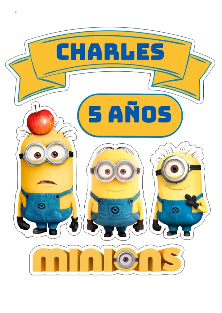 Invitación Topo De Pastel Minions Imprimir – tema Topper de torta colorido, divertido, infantil, temático, animado, brincalhão