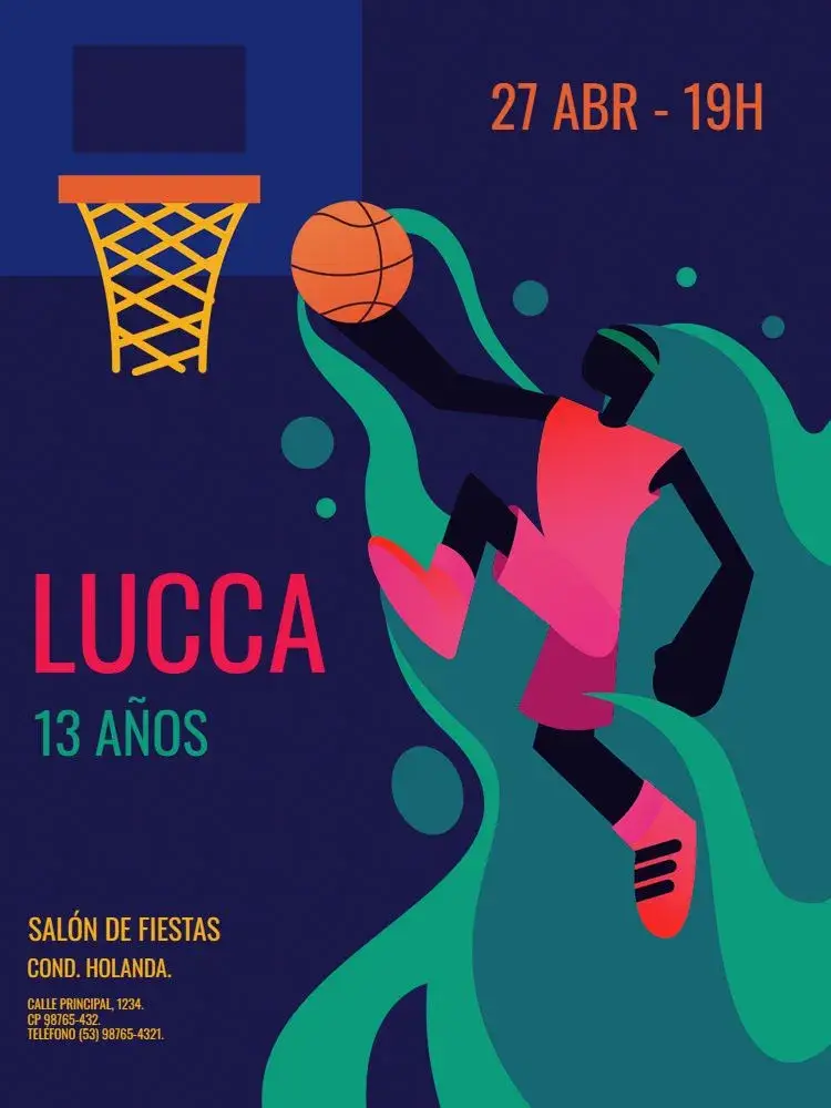 Invitación Baloncesto De Canasta Oscura