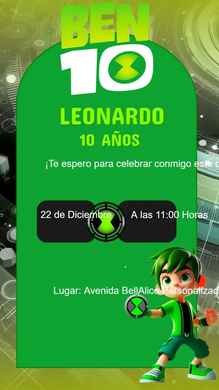Invitación Cumpleaños Ben10