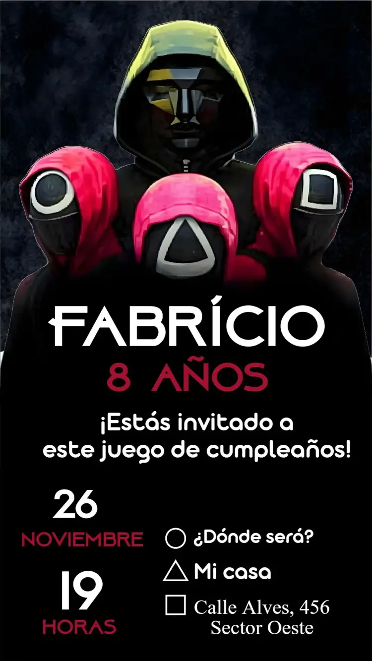 Invitación Ronda 6 – tema Cumpleaños moderno, vibrante, temático, juegos, colorido