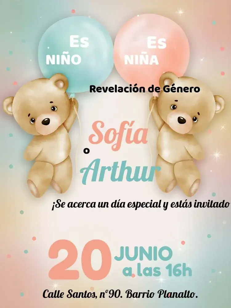 Invitación Baby Shower Ositos Niño