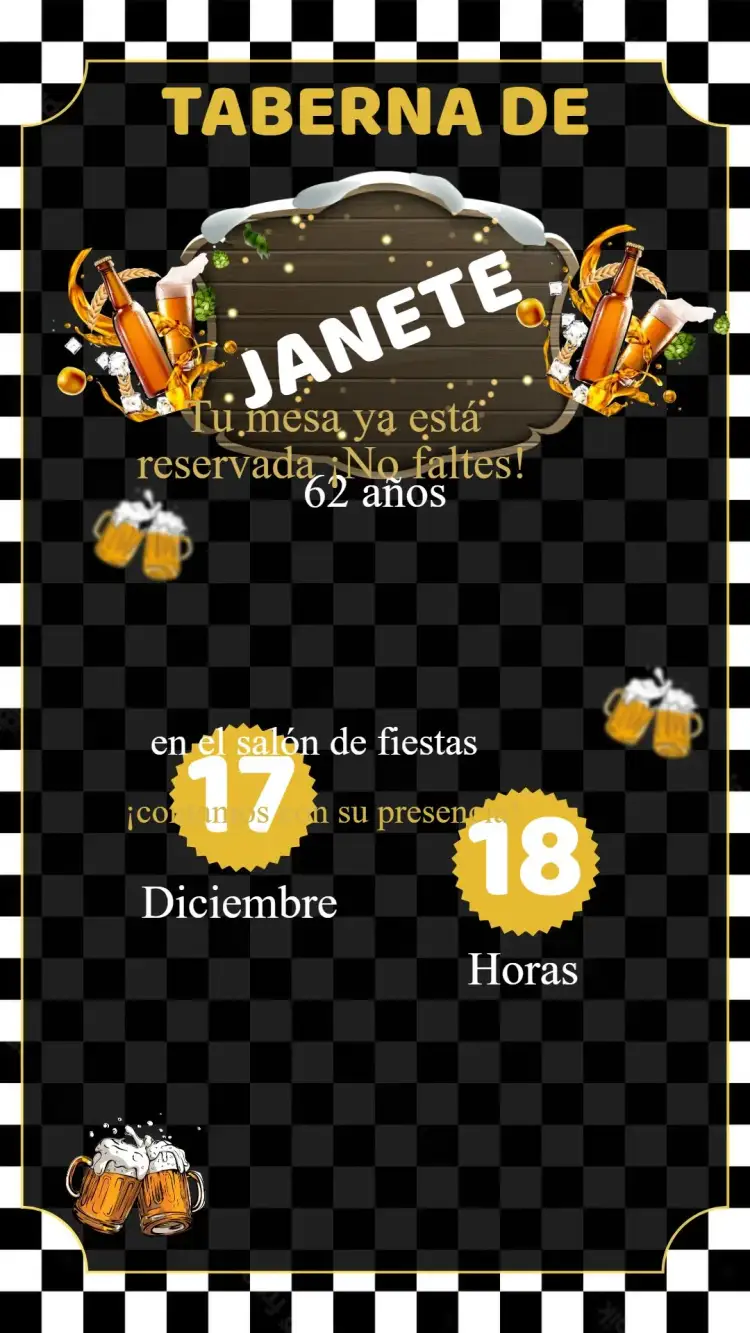 Invitación Invitación Cumpleaños Bar – tema Cumpleaños Infantil colores vibrantes, estilo bohemio, elementos gráficos de fiesta, diseño alegre, ilustraciones lúdicas, estilo relajado