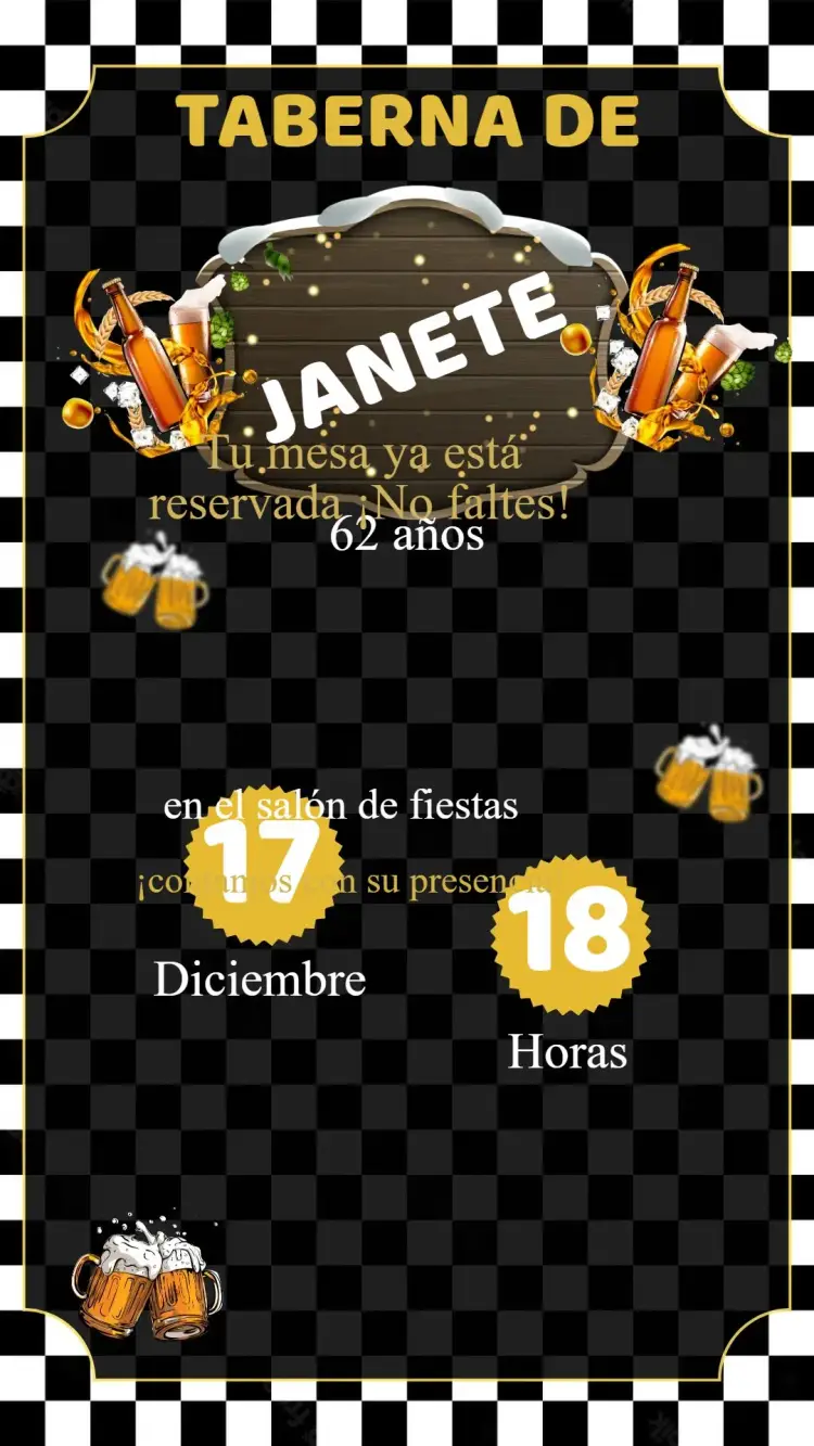 Invitación Cumpleaños Bar