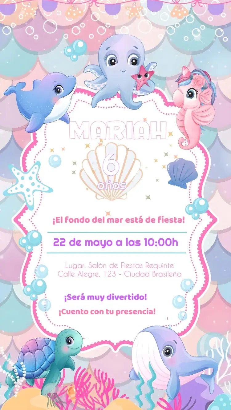 Invitación Fondo Mar Lila