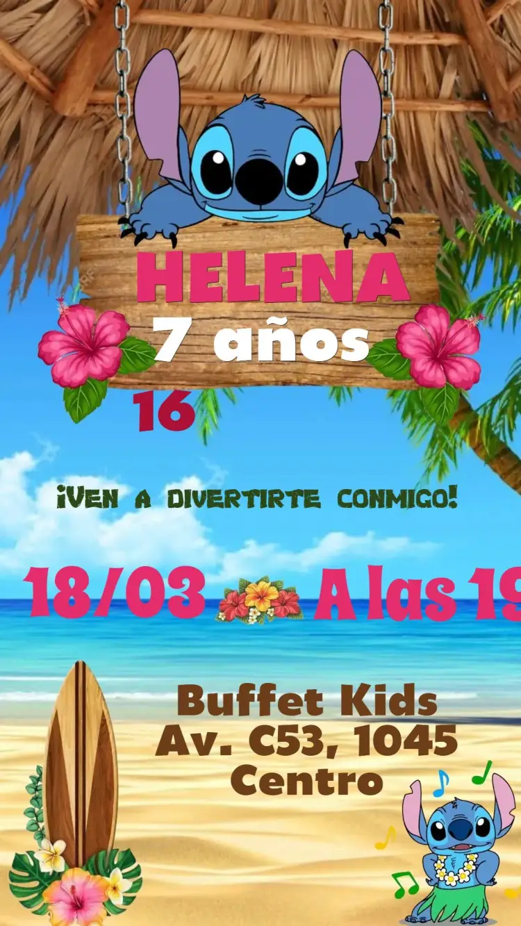 Invitación Lilo y Stitch