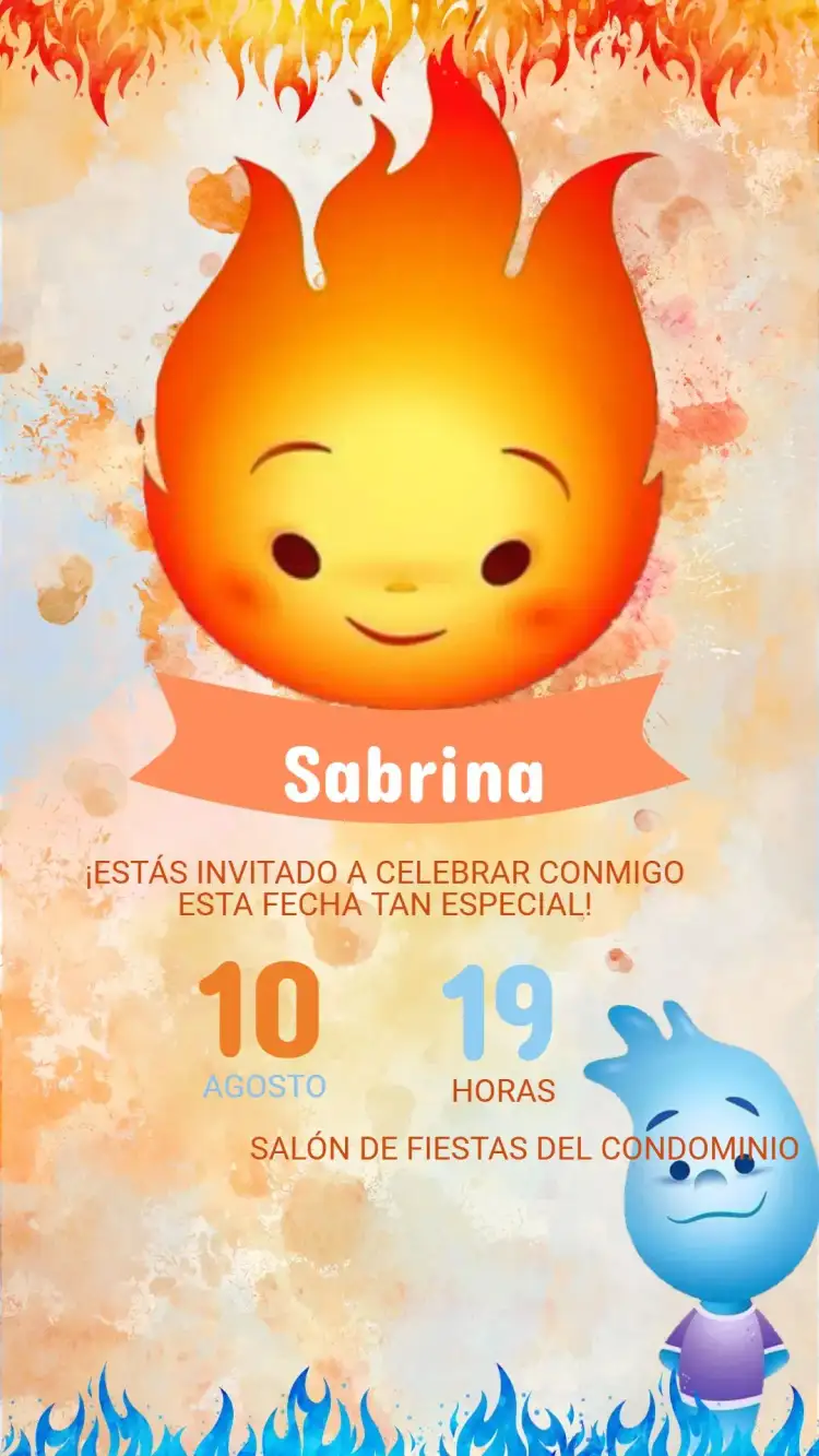 Invitación Digital Cumpleaños Elementos elemental