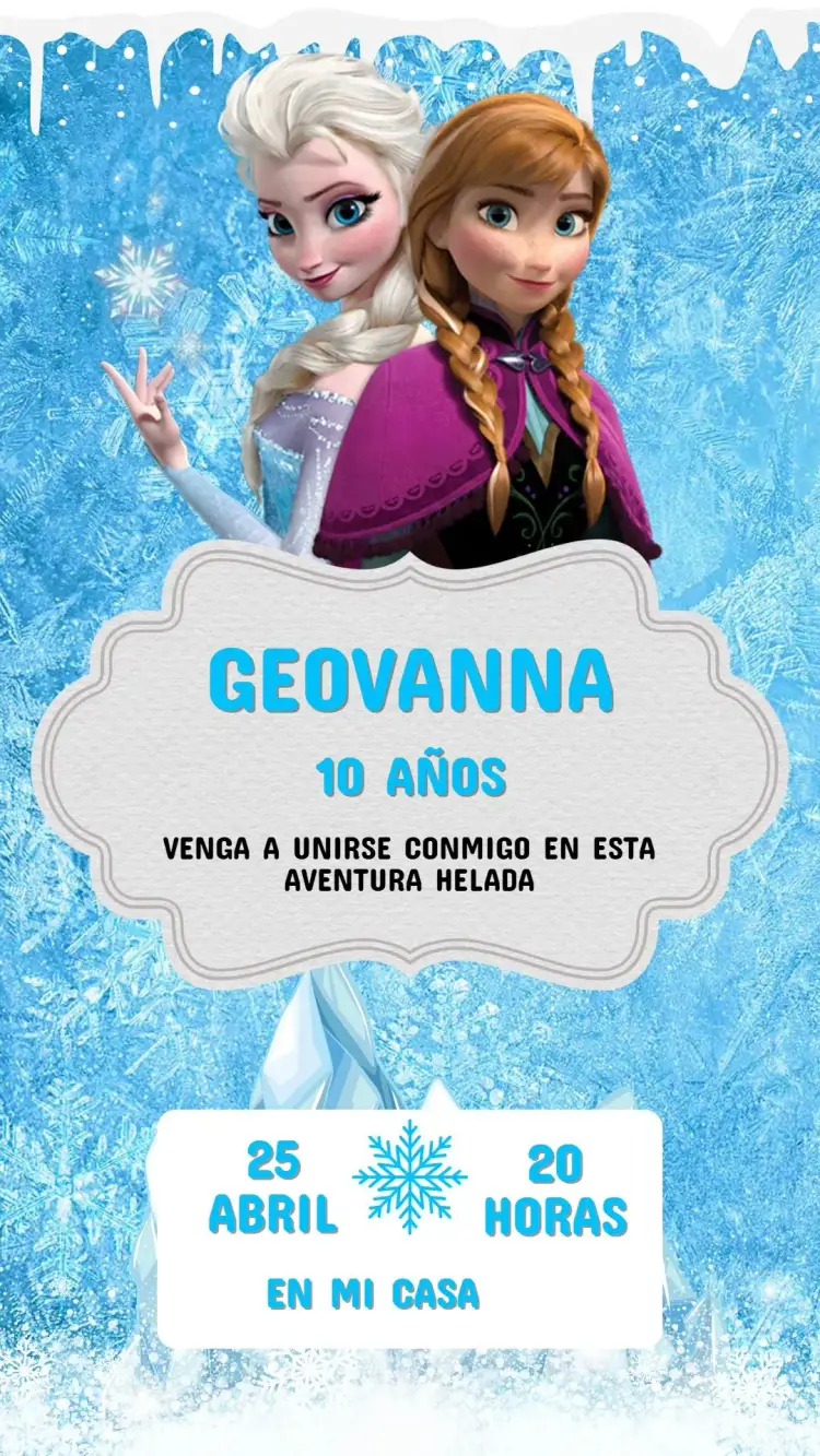Invitación Frozen Infantil Editable - Fiesta de Elsa y Anna