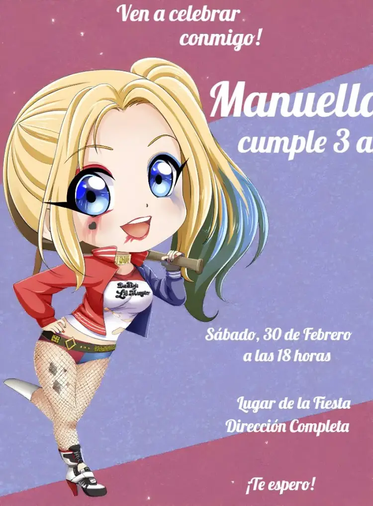Invitación Arlequina Niña