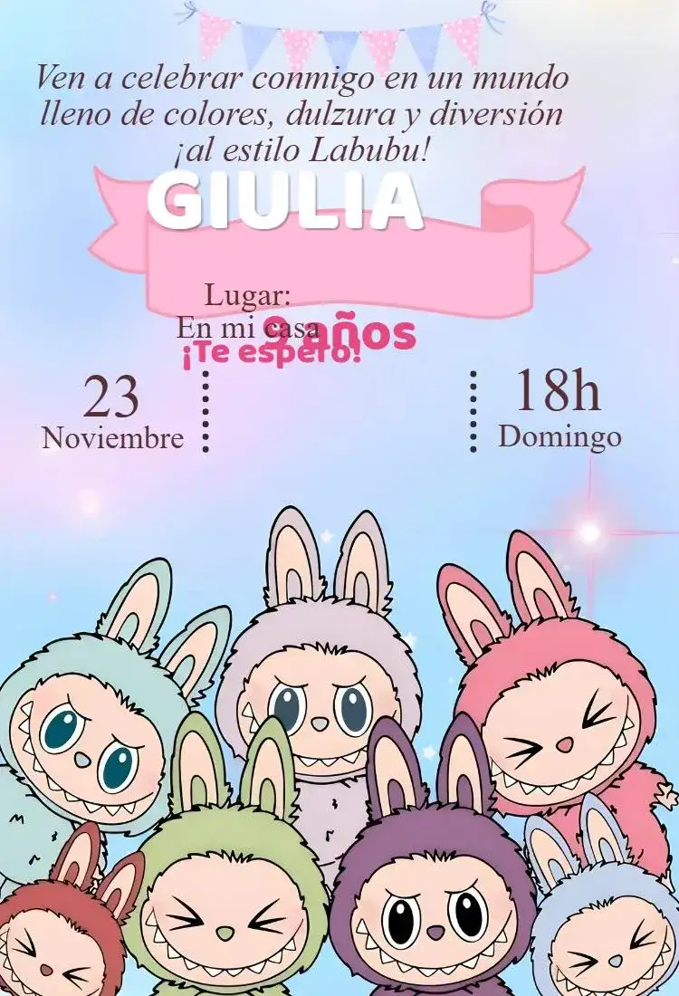 Invitación digital labubu candy color