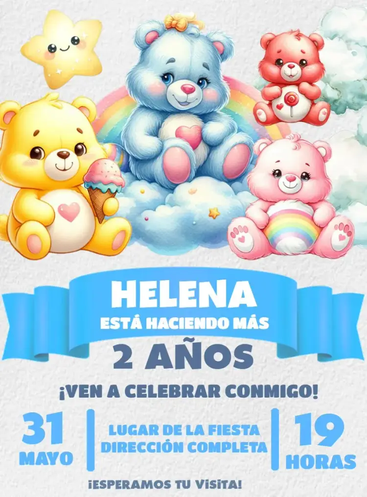 Invitación Osos Cariñosos Peluche