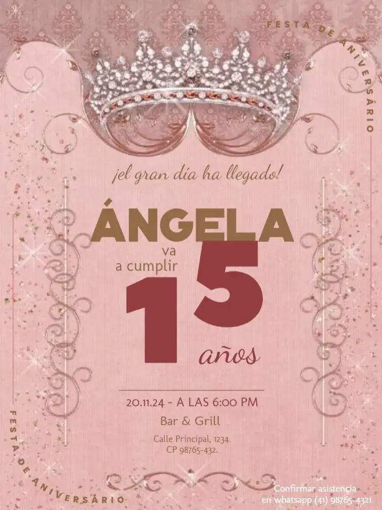 Invitación 15 Años Con Confirmación De Asistencia