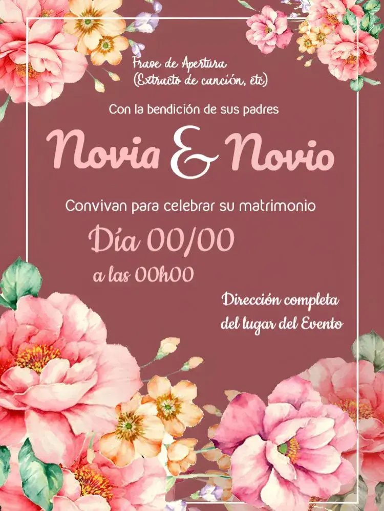 Invitación Boda Floral Moderna