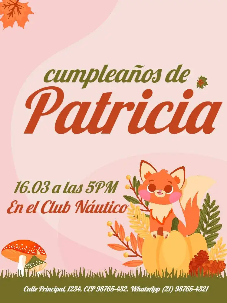 Invitación Zorrita Rosa Infantil – tema Cumpleaños Infantil lúdico, rosa claro, verde suave, divertido, infantil, animal