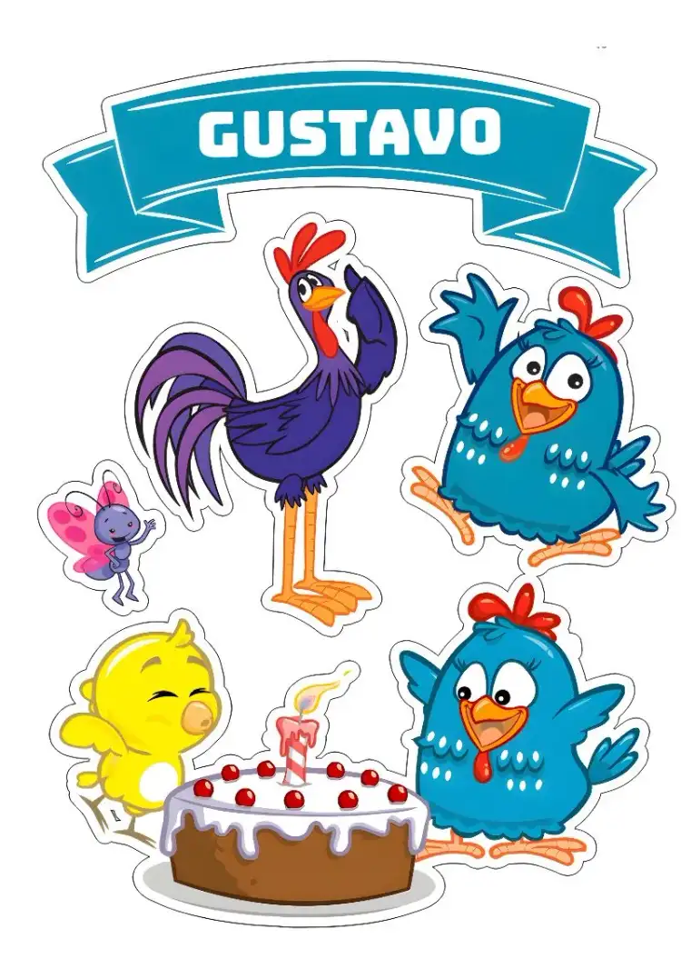 Topper de Pastel de Gallina Pintadita para Imprimir