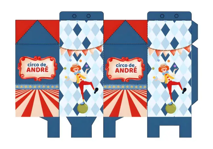 Invitación Molde De Caja Milk Circo Rojo – tema Más buscados circo, colorido, lúdico, infantil, divertido