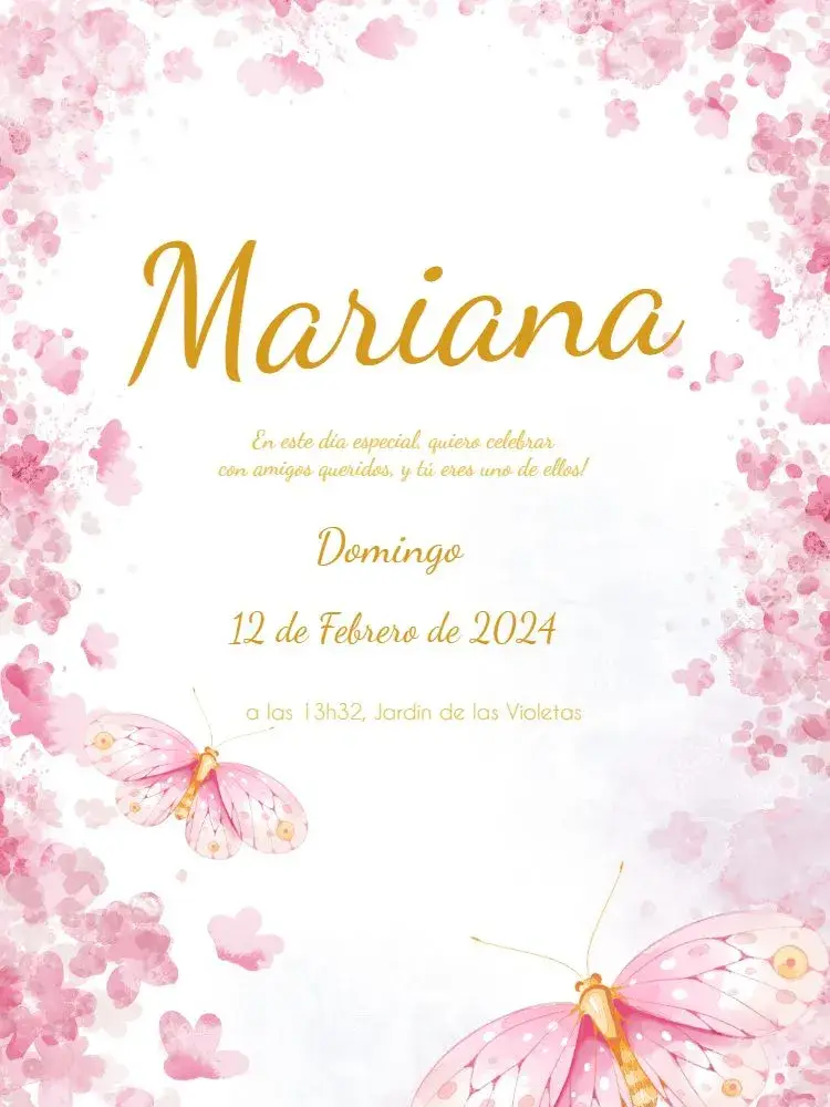 Invitación Floral Años editable y personalizable