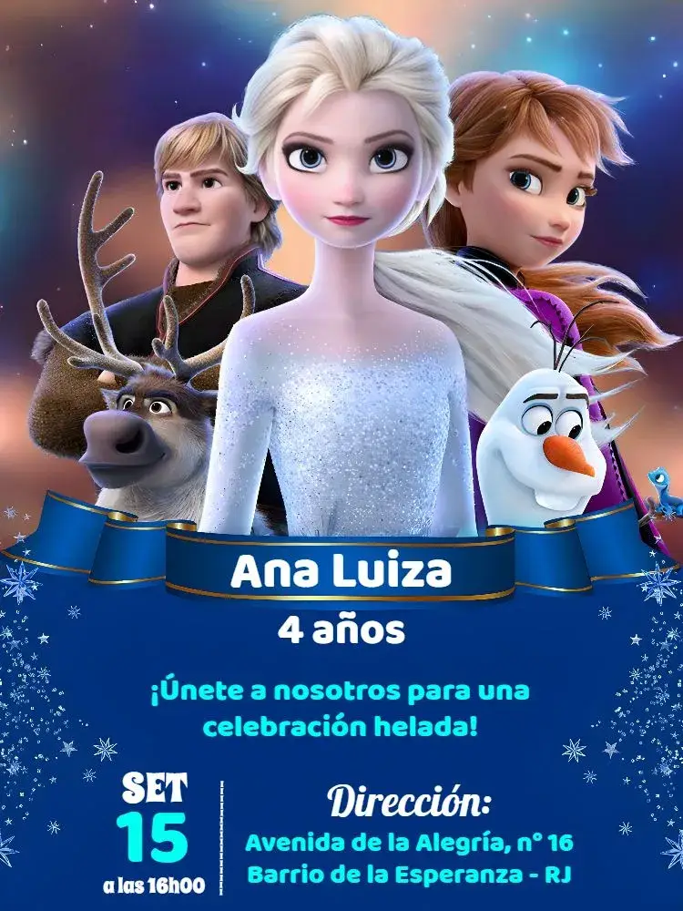 Invitación Frozen Blanco