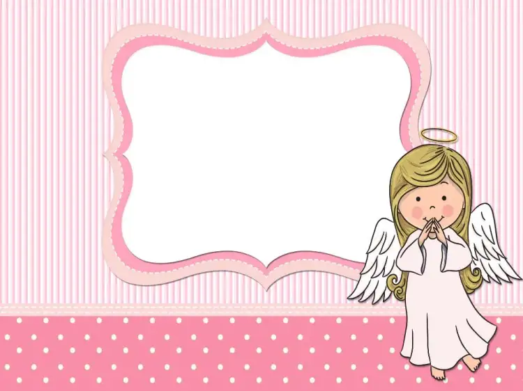 Invitación Marco Para Bautismo Angel Iglesia – tema Bautismo delicado, religioso, moderno, colorido, infantil, anjinhos