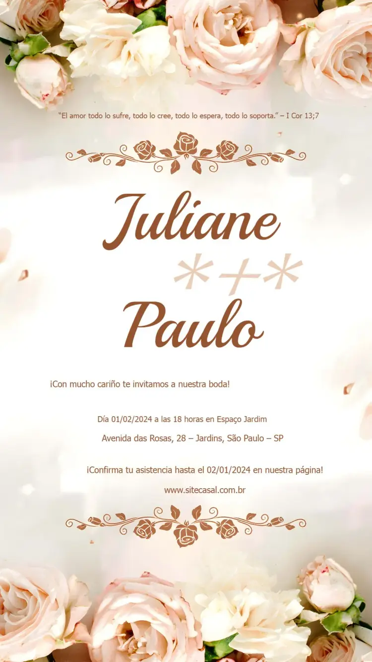 Invitación de Boda Floral Beige