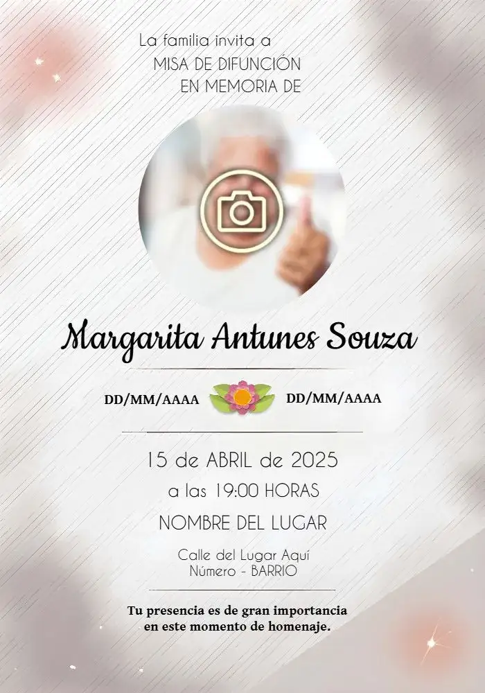Invitación Misa De Fallecimiento Con Foto Séptimo – tema Fechas Conmemorativas rosa suave, verde claro, negro elegante, minimalista, cómodo, clásico
